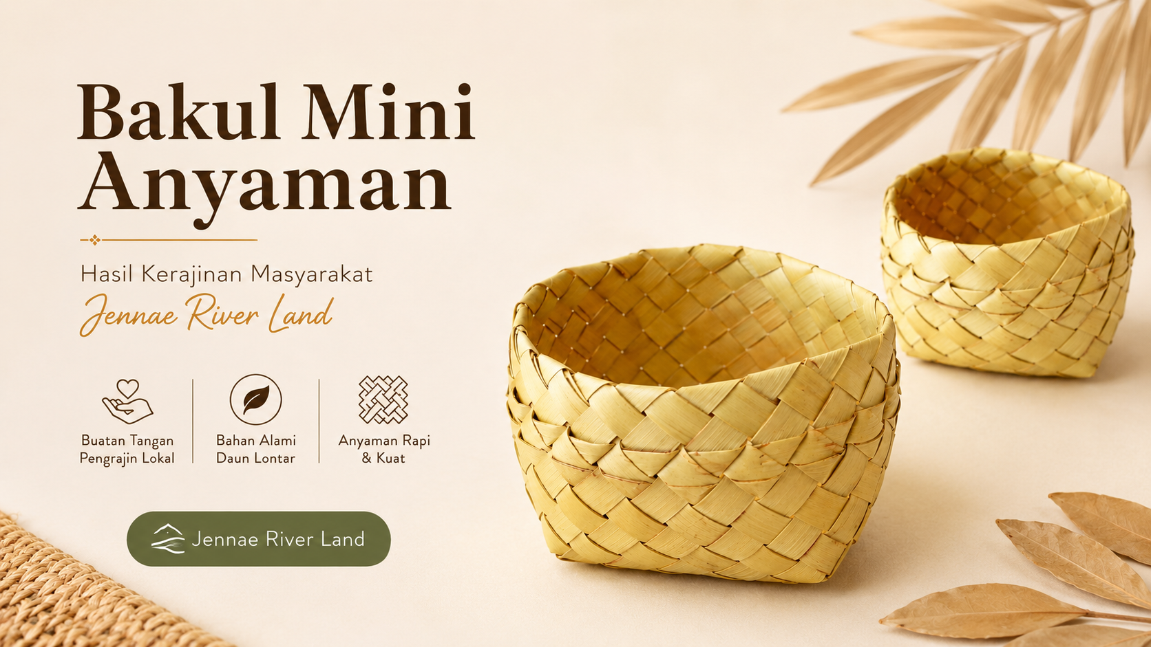 Asli Jennae (Pre-Order) Kerajinan Anyaman Bakul Mini Daun Lontar