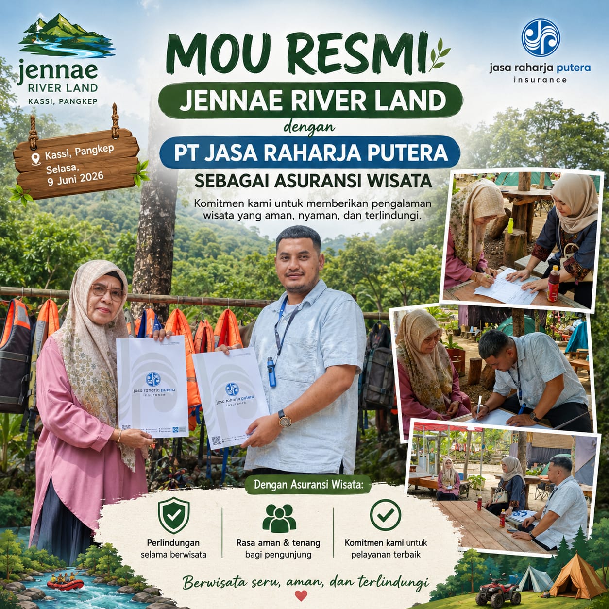 Jennae River Land Resmi Gandeng PT Jasa Raharja Putera, Perkuat Perlindungan Asuransi bagi Wisatawan